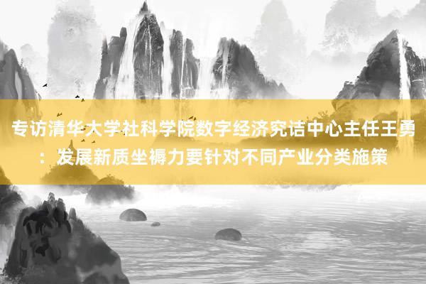 专访清华大学社科学院数字经济究诘中心主任王勇：发展新质坐褥力要针对不同产业分类施策